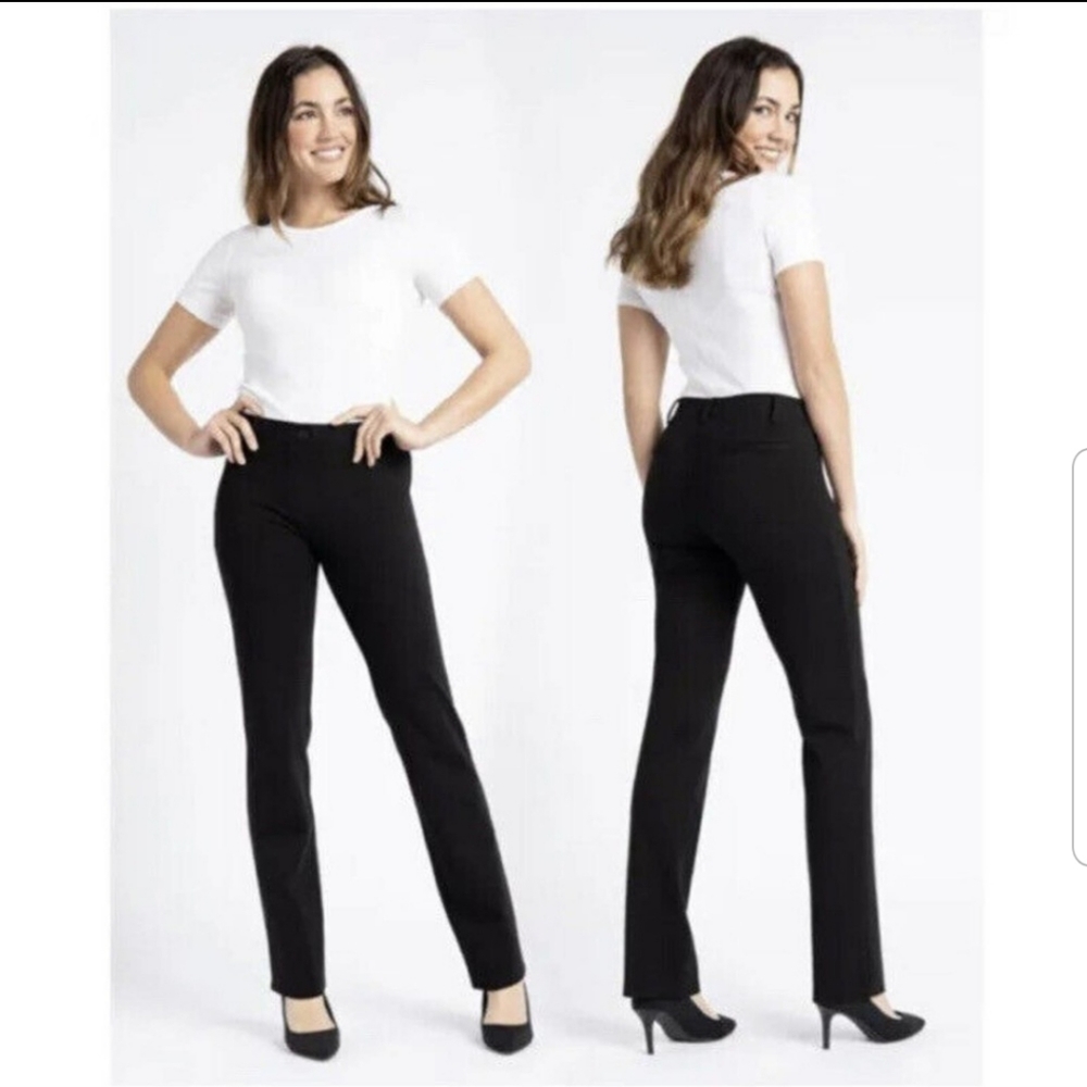 Betabrand Black Straight Leg Classic Dress Pants Yoga Stretch Womens Small